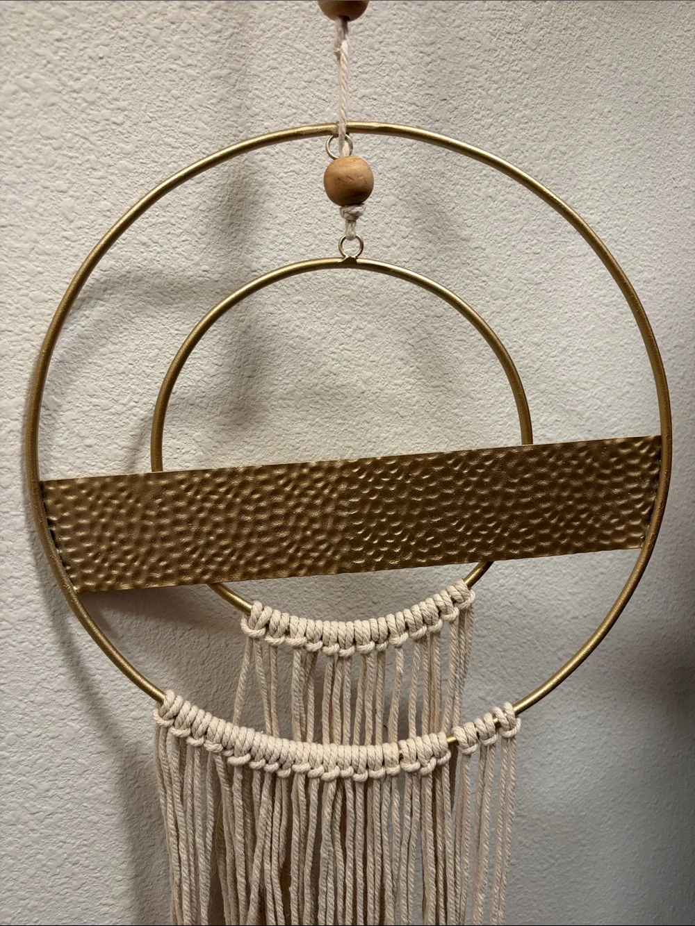 Gold and Cream Macrame Hoop Wall Hanging